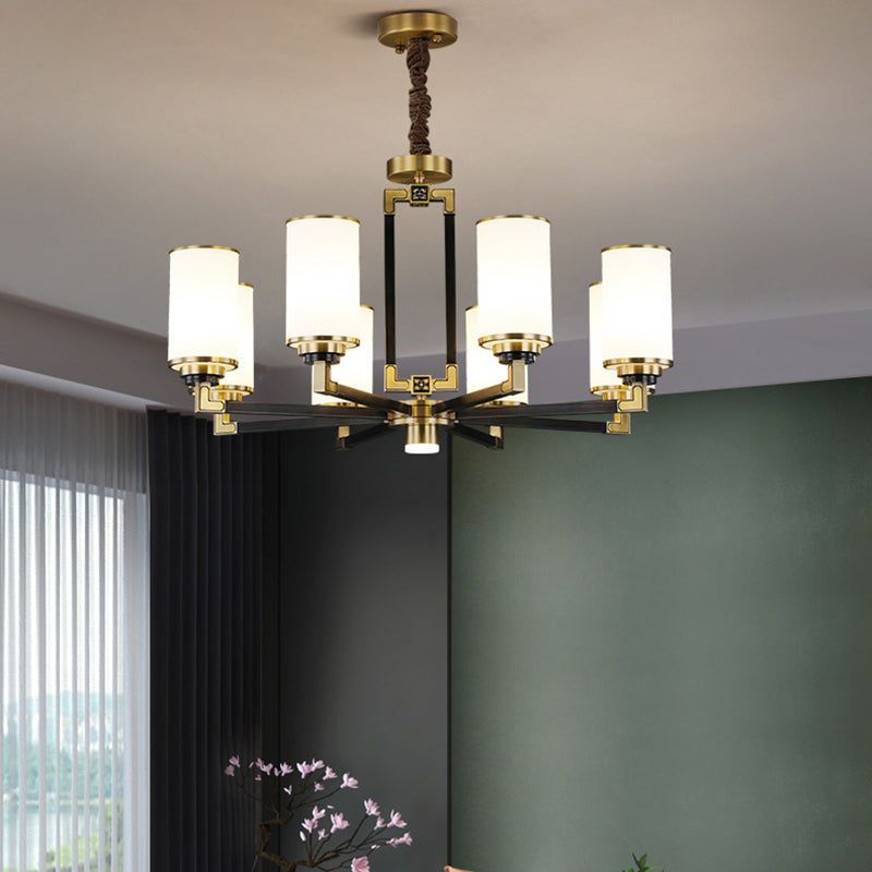 Witte glazen cilinder plafond hanger moderne stijl multi -lights kroonluchter verlichting