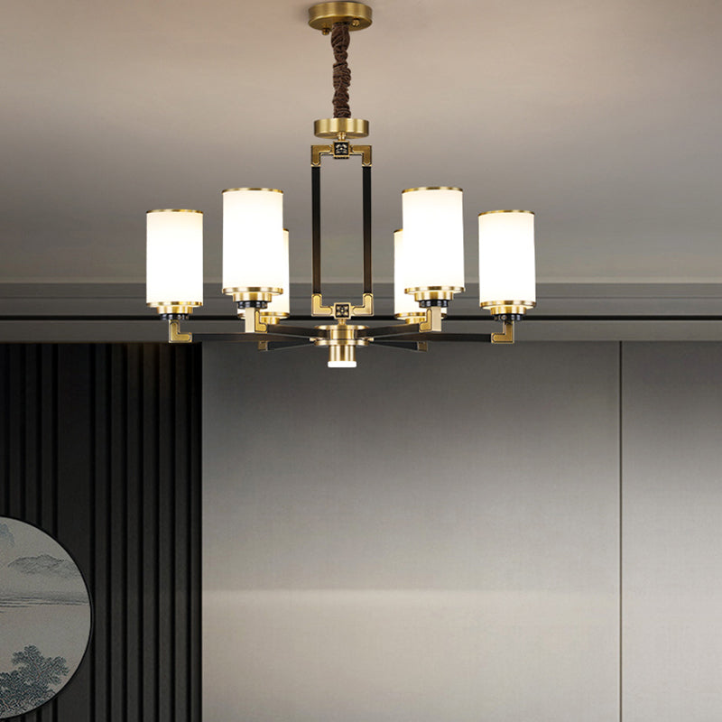 Witte glazen cilinder plafond hanger moderne stijl multi -lights kroonluchter verlichting