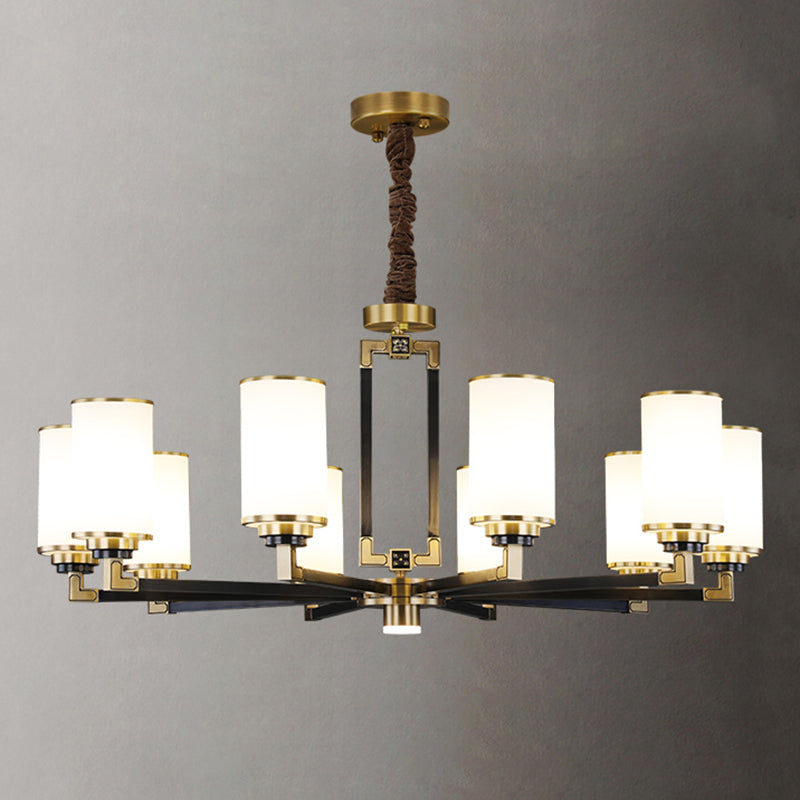 Witte glazen cilinder plafond hanger moderne stijl multi -lights kroonluchter verlichting