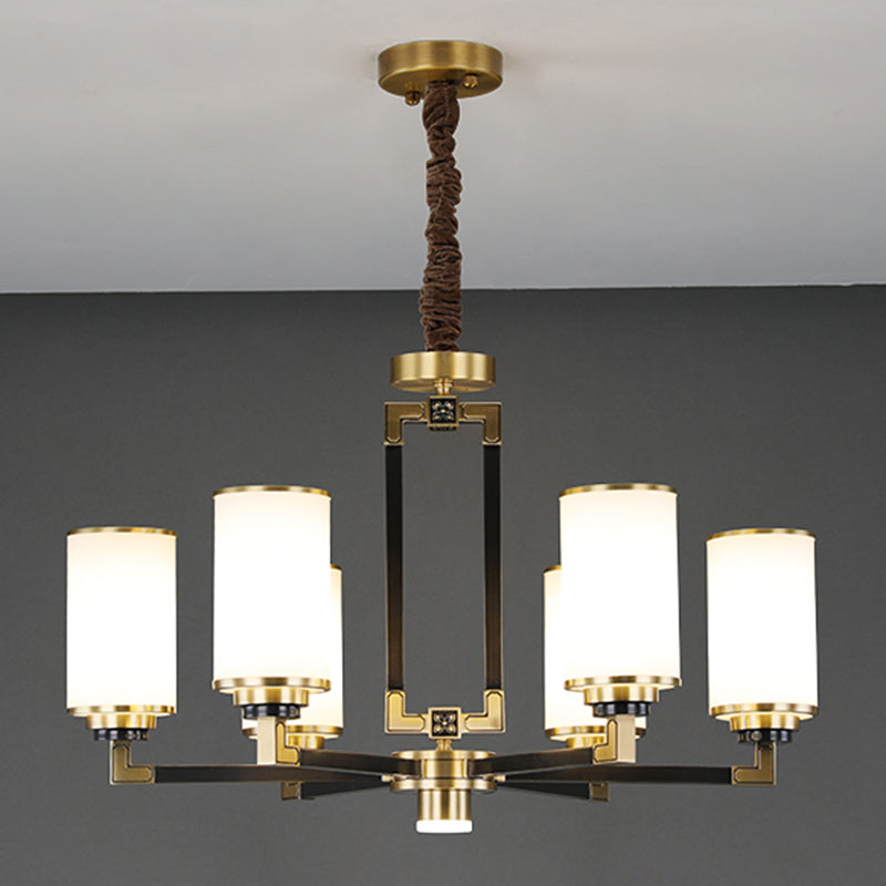 Witte glazen cilinder plafond hanger moderne stijl multi -lights kroonluchter verlichting