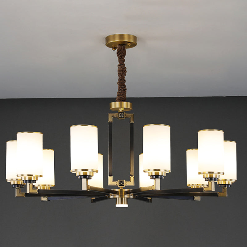 Witte glazen cilinder plafond hanger moderne stijl multi -lights kroonluchter verlichting