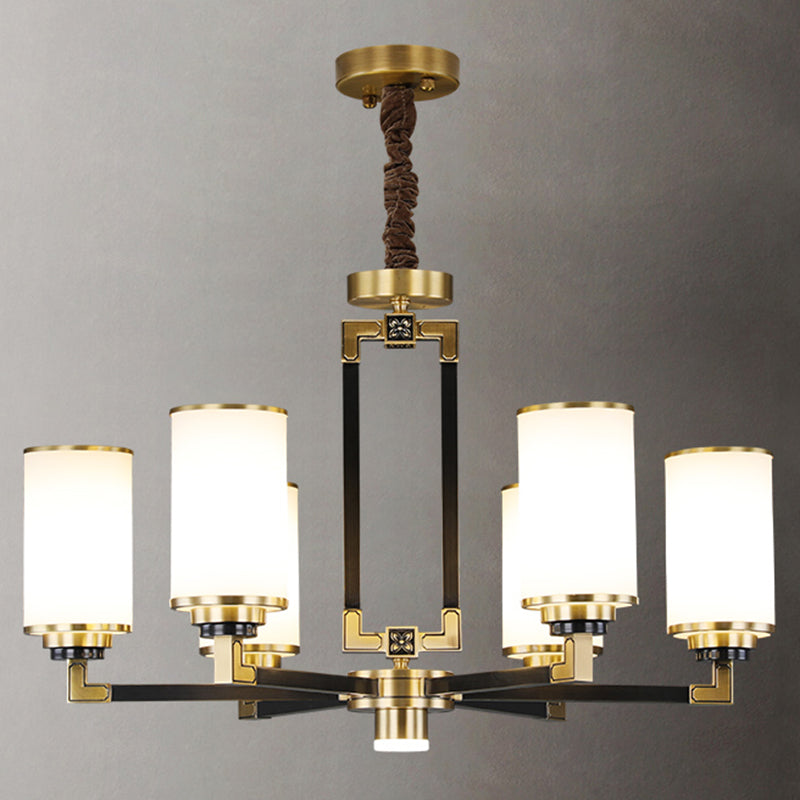 Witte glazen cilinder plafond hanger moderne stijl multi -lights kroonluchter verlichting