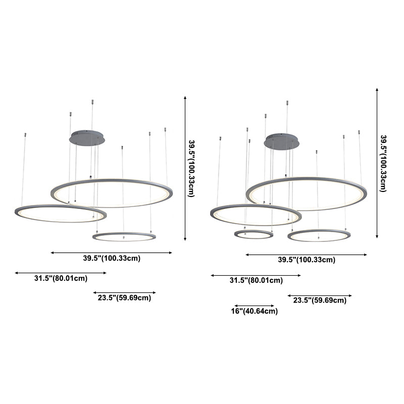 Moderne kroonluchters voor eetkamer meerdere ringen Opgebroken verlichtingsarmaturen