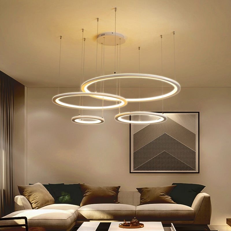 Moderne kroonluchters voor eetkamer meerdere ringen Opgebroken verlichtingsarmaturen