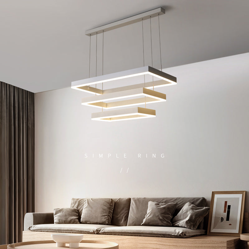 Moderne kroonluchters voor eetkamer Meerdere vierkanten Opgebroken verlichtingsarmaturen voor woonkamer