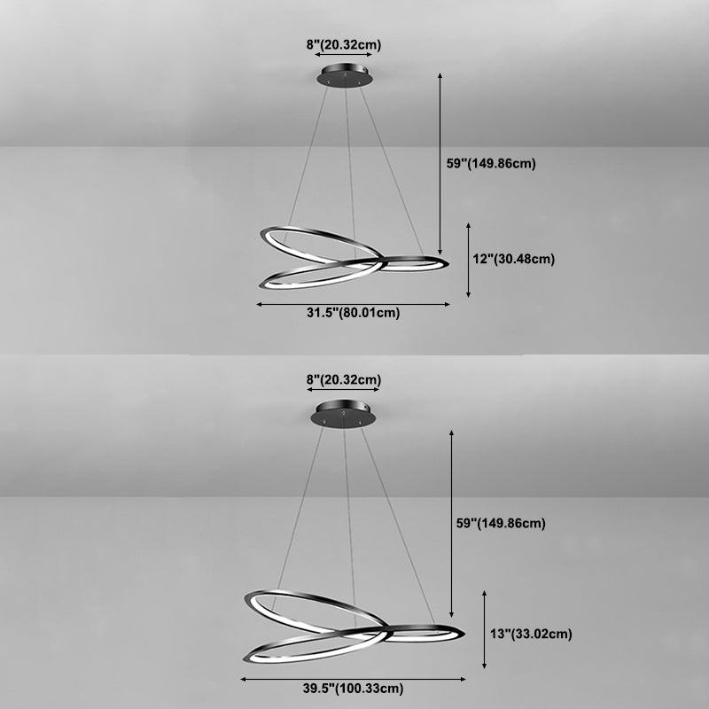 Moderne eenvoudige stijl LED hanger kroonluchter licht metalen hangerverlichting voor woonkamer