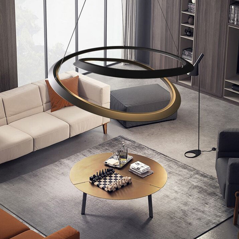 Moderne eenvoudige stijl LED hanger kroonluchter licht metalen hangerverlichting voor woonkamer