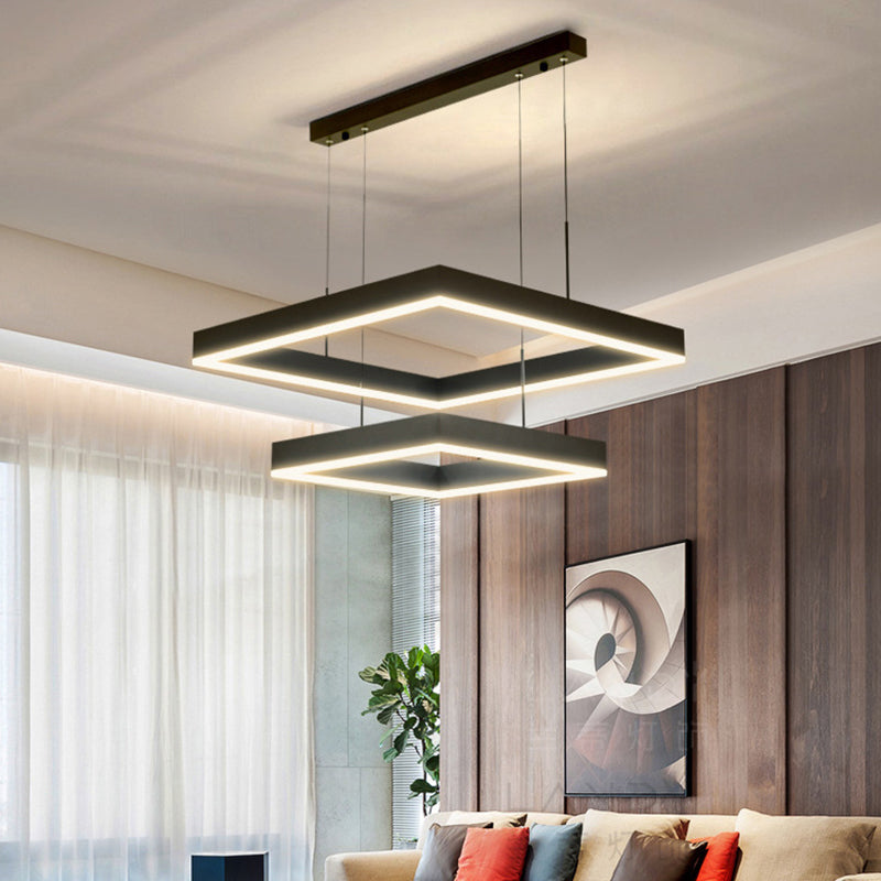 Minimalisme eigentijdse stijl led hangende kroonluchter licht vierkant hangende lampkit
