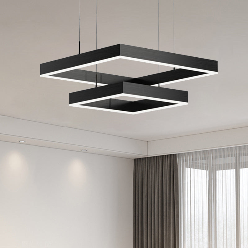 Minimalisme eigentijdse stijl led hangende kroonluchter licht vierkant hangende lampkit