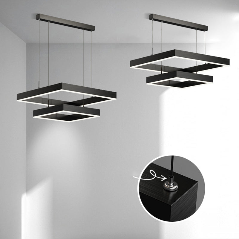 Minimalisme eigentijdse stijl led hangende kroonluchter licht vierkant hangende lampkit