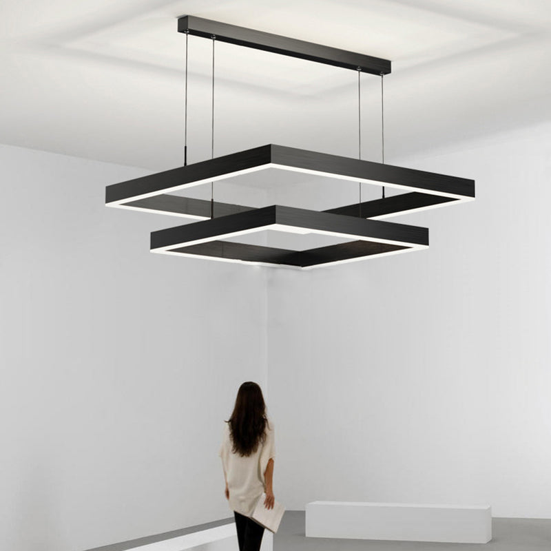 Minimalisme eigentijdse stijl led hangende kroonluchter licht vierkant hangende lampkit