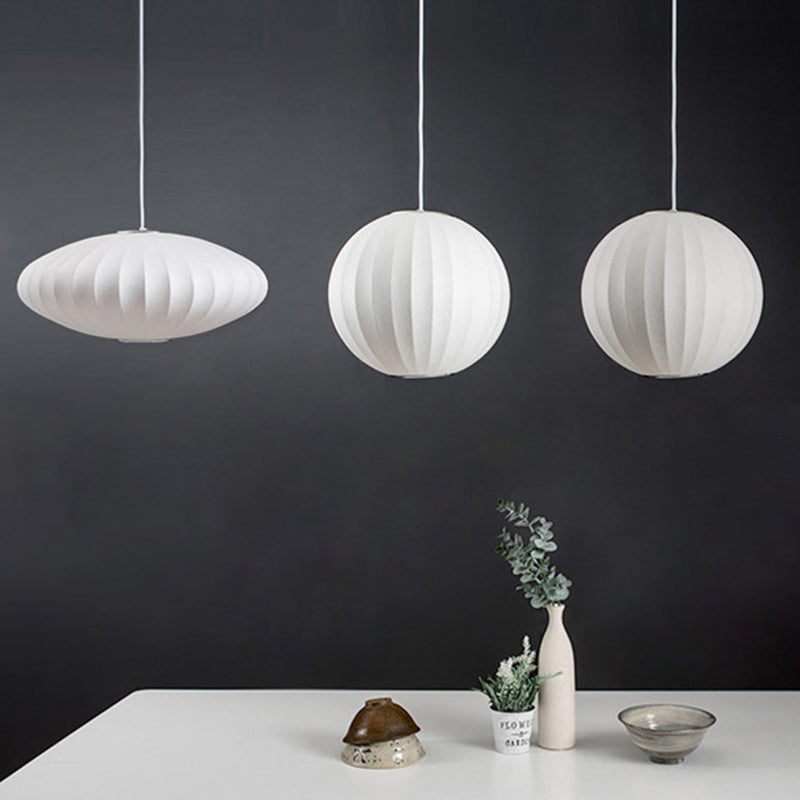 Lámpara colgante de 1 luz de seda, iluminación colgante de estilo Asia para sala de estar