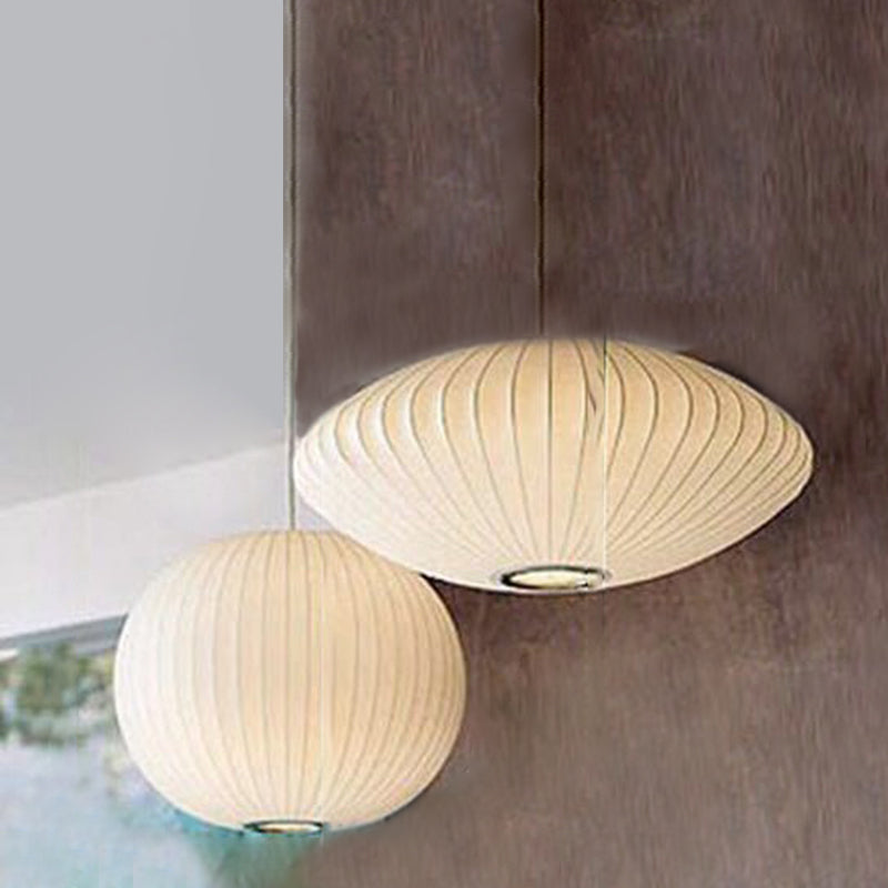 Lámpara colgante de 1 luz de seda, iluminación colgante de estilo Asia para sala de estar