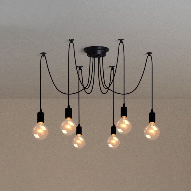 Zwart industrieel hanglamp, industriële metalen hanglamp met een lang touw