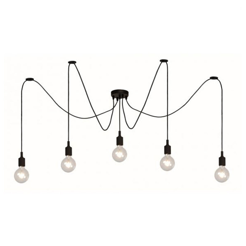 Zwart industrieel hanglamp, industriële metalen hanglamp met een lang touw