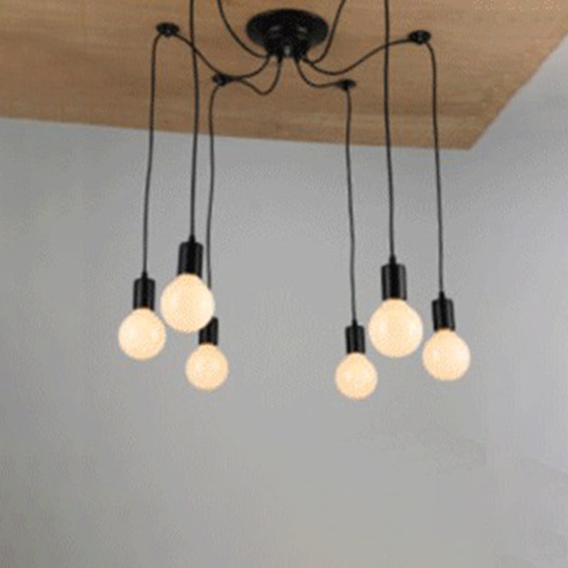 Zwart industrieel hanglamp, industriële metalen hanglamp met een lang touw