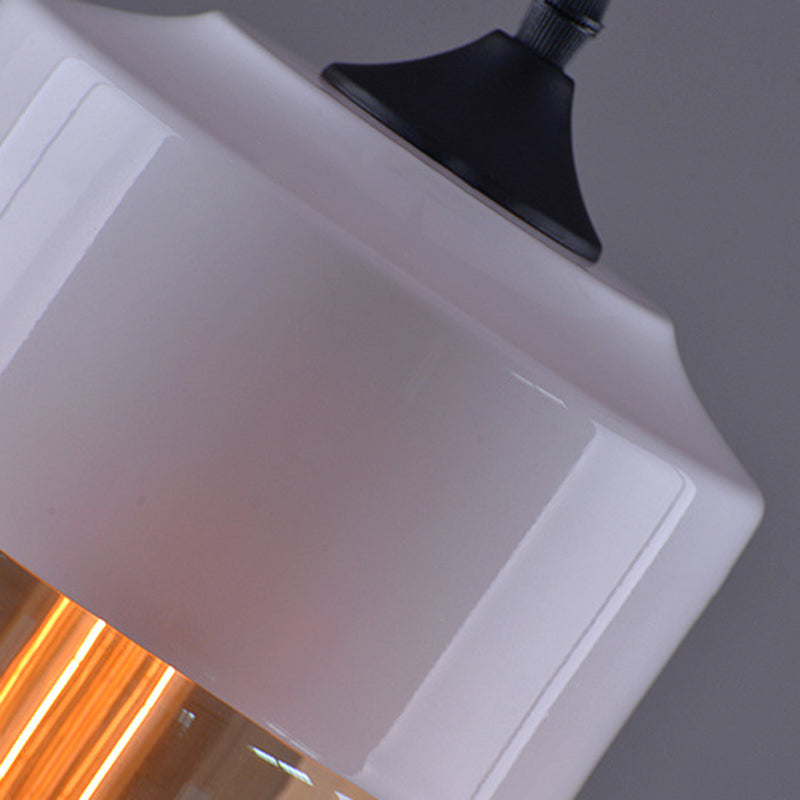 Lampada a sospensione in vetro trasparente a 1 luce, luce sospesa industriale contemporanea con top metallico