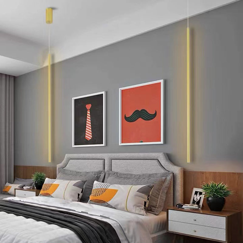 Minimalistische moderne lineare hängende Lampe Metall 1 Licht Anhänger Licht für Wohnzimmer am Nacht