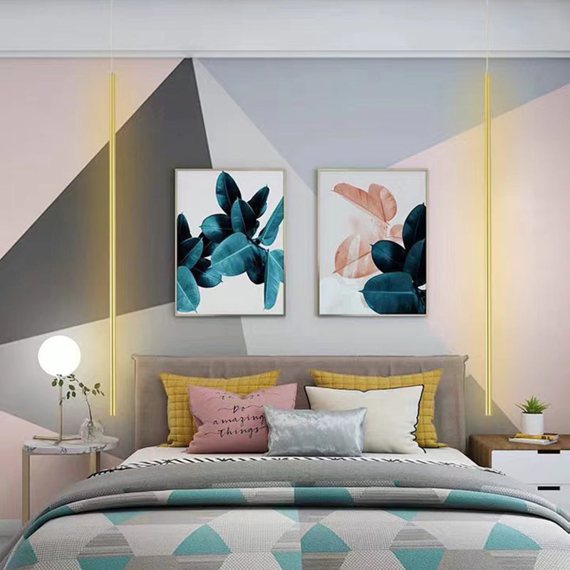 Minimalistische moderne lineare hängende Lampe Metall 1 Licht Anhänger Licht für Wohnzimmer am Nacht