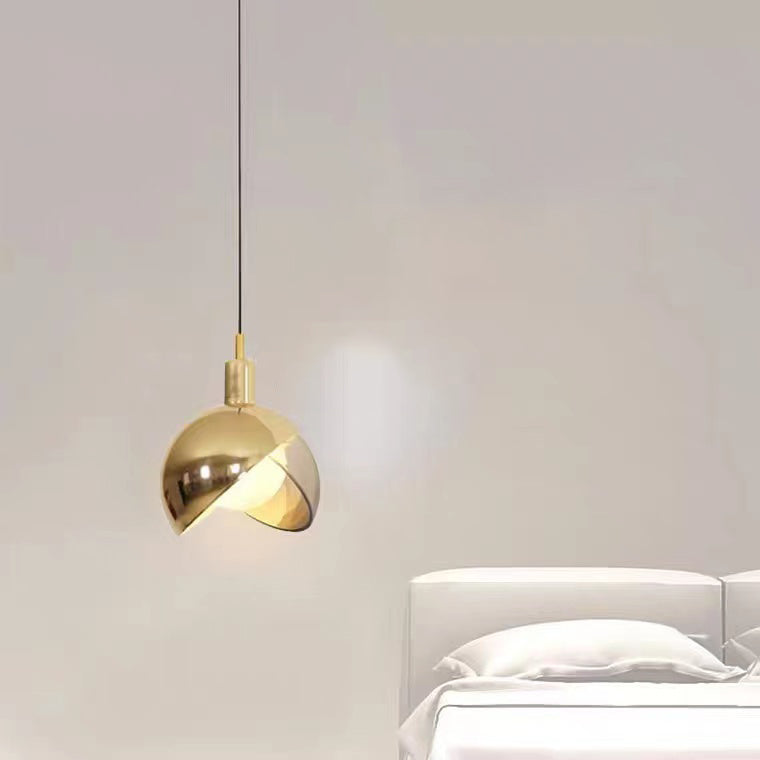 Luce a sospensione singolo a globo di ottone antico nella moderna lampada a sospensione di ferro elettroplate artistico