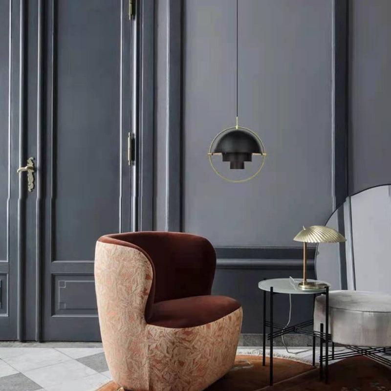 Moderne künstlerische Einzelhänge -Lampen -Elektroplatte Metall Geometrischer Anhänger Licht für Esszimmer