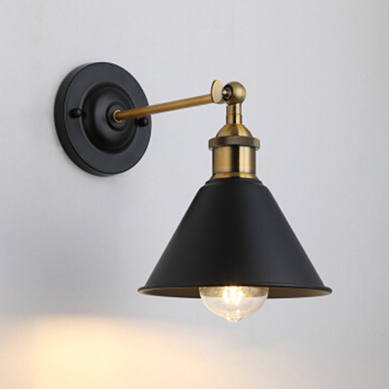 1 Light Metal Geometric Wall Lighting Fixtures Industrial Style Wall Mounted Light Fixture in Black