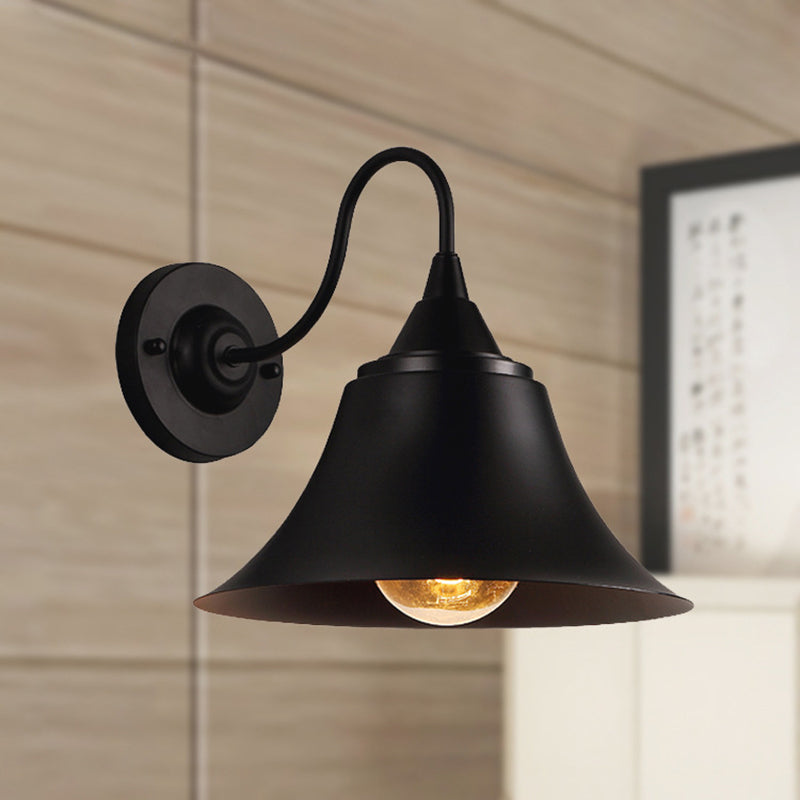 1 Light Metal Geometric Wall Lighting Fixtures Industrial Style Wall Mounted Light Fixture in Black