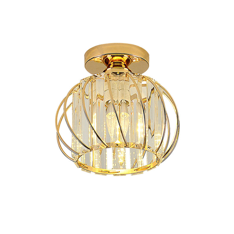 Globe Semi-encastré luminaire simplicité cristal montage au plafond lustre pour chambre à coucher