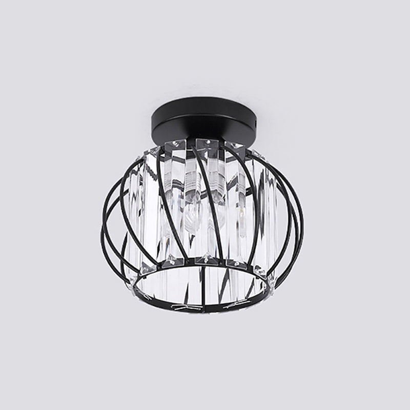 Globe Semi-encastré luminaire simplicité cristal montage au plafond lustre pour chambre à coucher