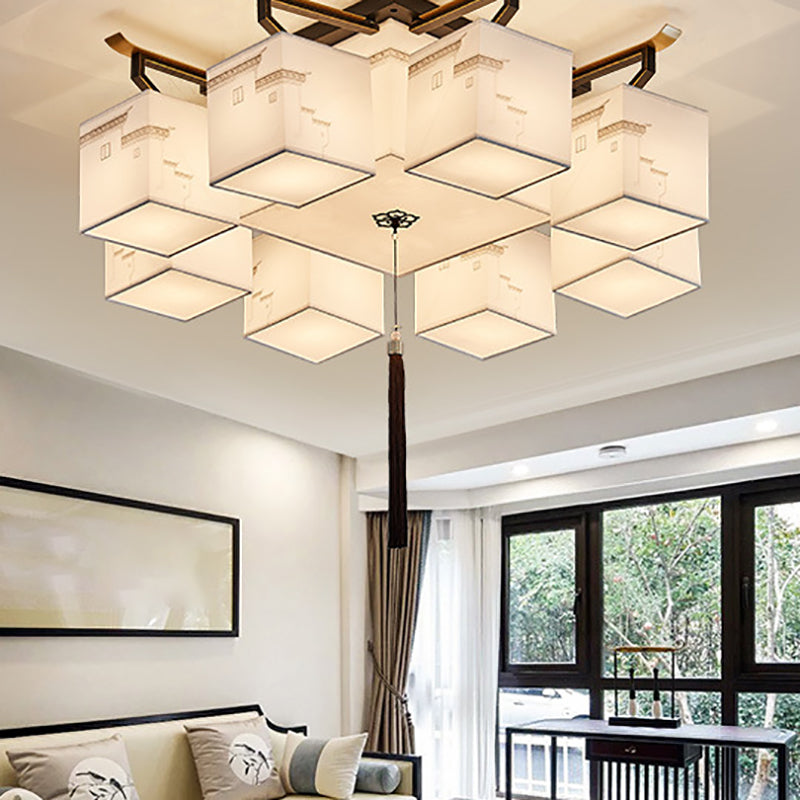 Plafonnier affleurant de Style traditionnel, abat-jour en tissu, luminaire pour salon