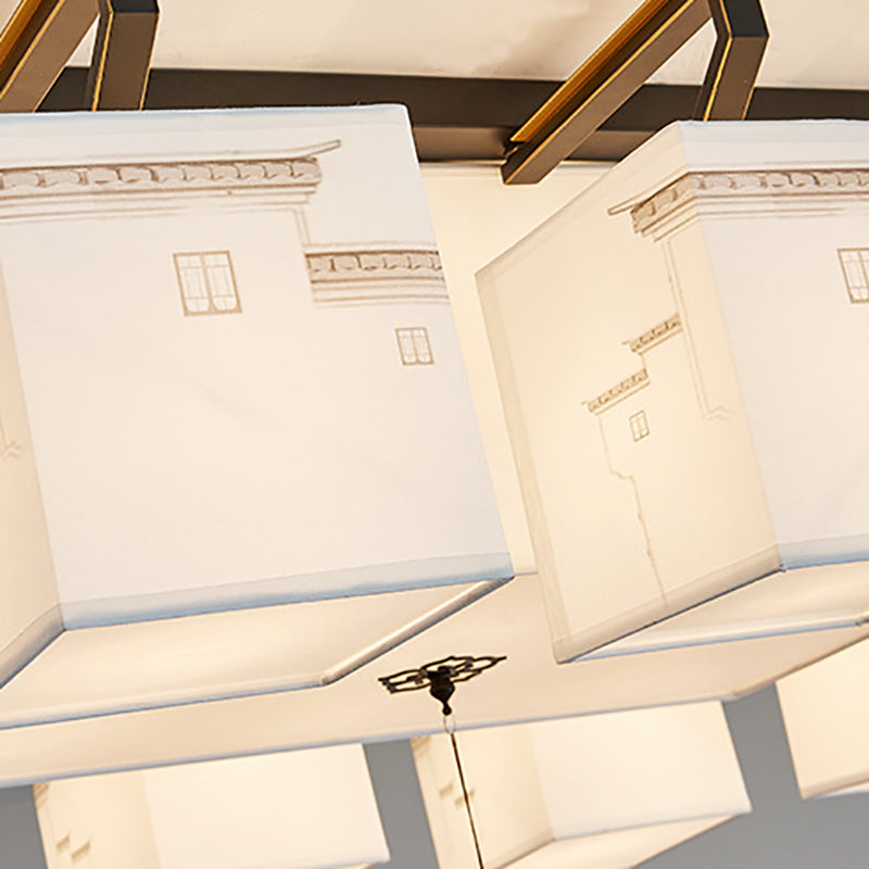 Plafonnier affleurant de Style traditionnel, abat-jour en tissu, luminaire pour salon