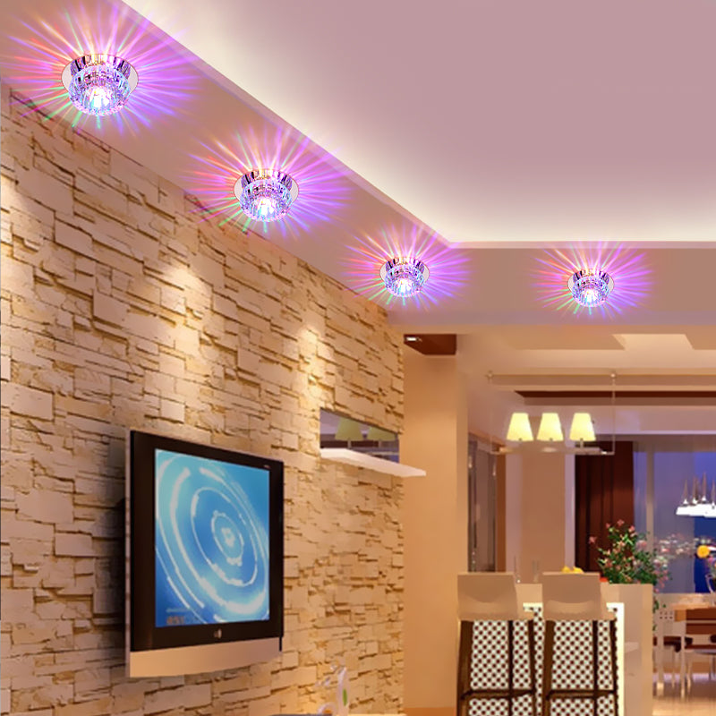 LED Crystal Ceiling Light Modern Hallway Corridors Flush Mount Ceiling Light with Hole 2-3.5'' Dia