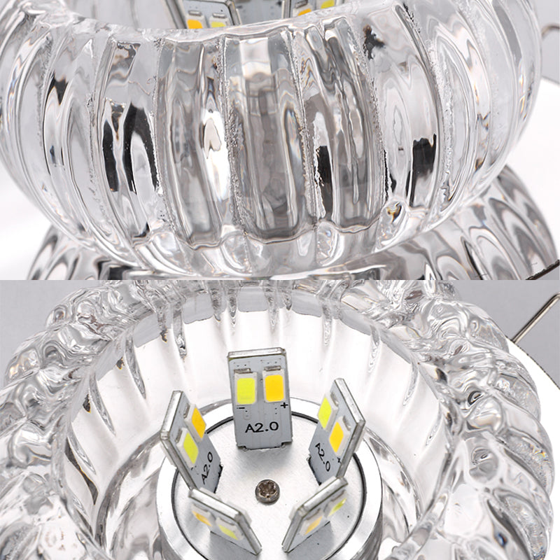 LED Crystal Ceiling Light Modern Hallway Corridors Flush Mount Ceiling Light with Hole 2-3.5'' Dia