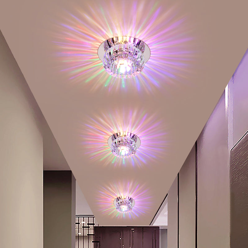 LED Crystal Ceiling Light Modern Hallway Corridors Flush Mount Ceiling Light with Hole 2-3.5'' Dia
