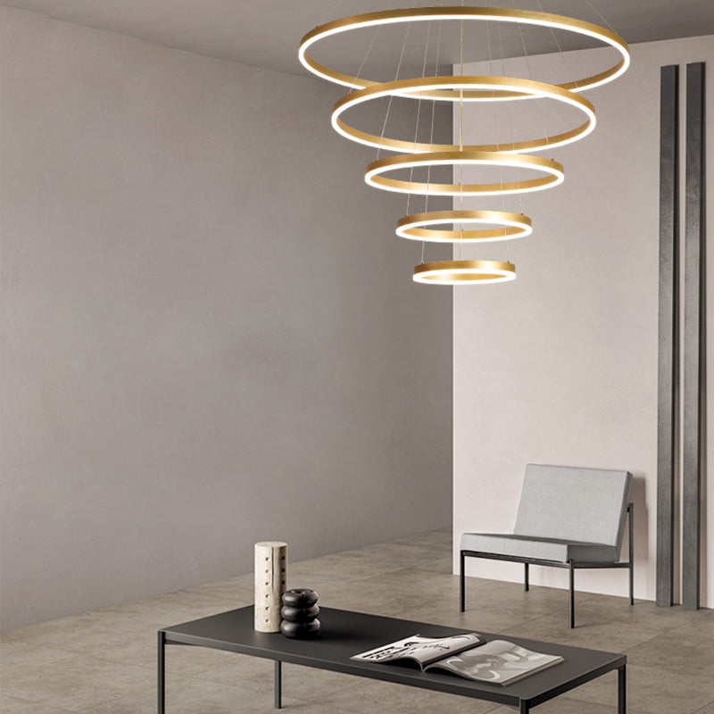 Lampada lampadina a più strati Fissature di illuminazione ad anello moderno con tonalità acrilica bianca