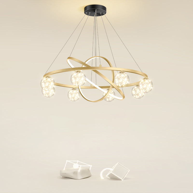 Moderne ring kroonluchter verlichtingsarmaturen multidichte restaurant hangende lamp met bol schaduw