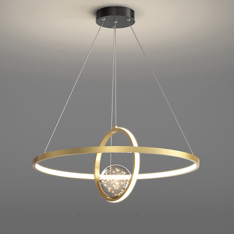 Moderne ring kroonluchter verlichtingsarmaturen multidichte restaurant hangende lamp met bol schaduw