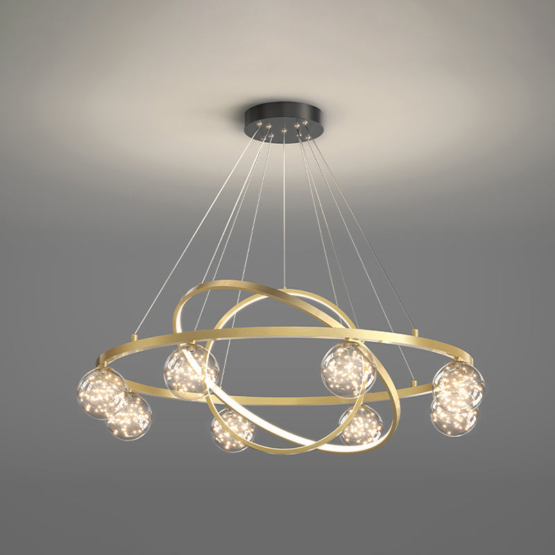 Moderne ring kroonluchter verlichtingsarmaturen multidichte restaurant hangende lamp met bol schaduw