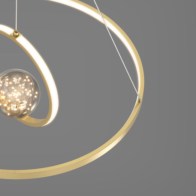 Moderne ring kroonluchter verlichtingsarmaturen multidichte restaurant hangende lamp met bol schaduw