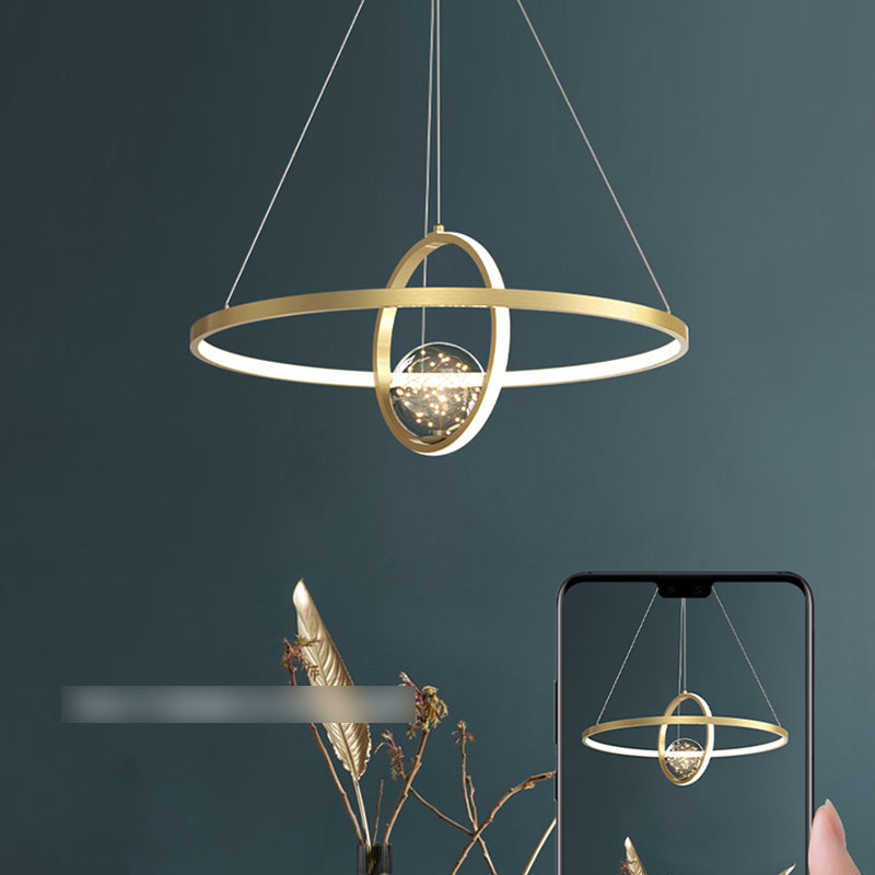 Moderne ring kroonluchter verlichtingsarmaturen multidichte restaurant hangende lamp met bol schaduw