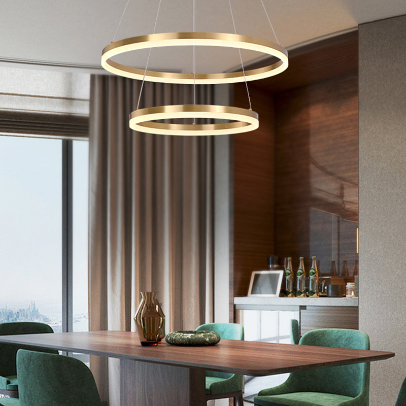 Fissaggi del lampadario a più luci di illuminazione anello moderno lampada appesa con ombra acrilica bianca