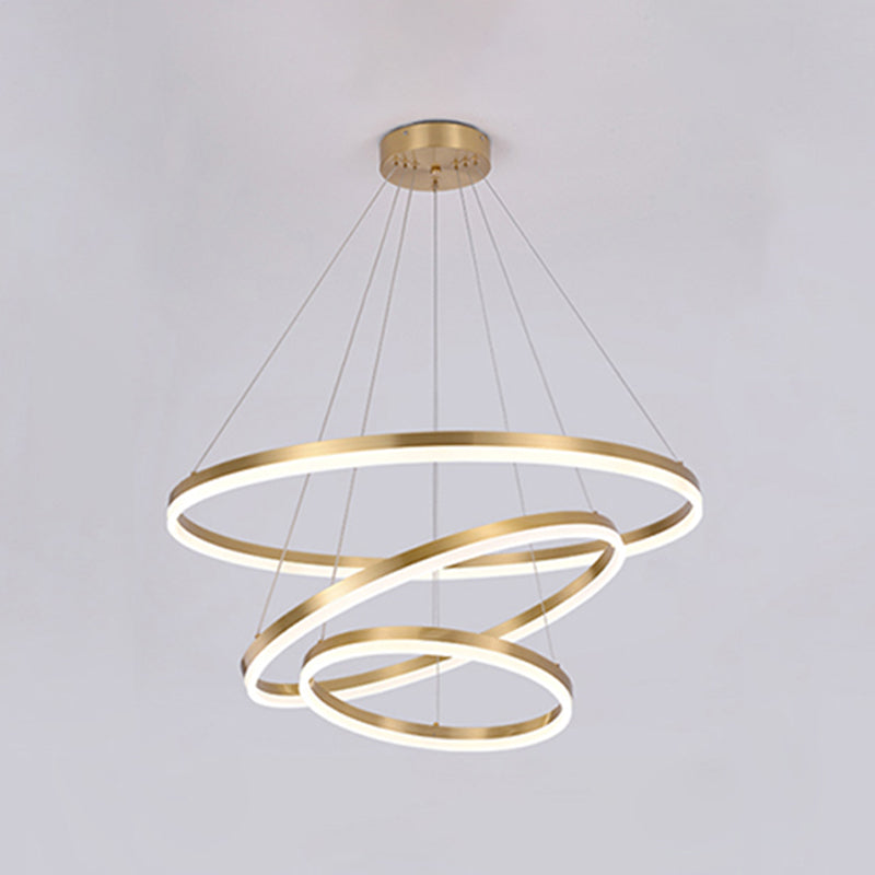 Fissaggi del lampadario a più luci di illuminazione anello moderno lampada appesa con ombra acrilica bianca