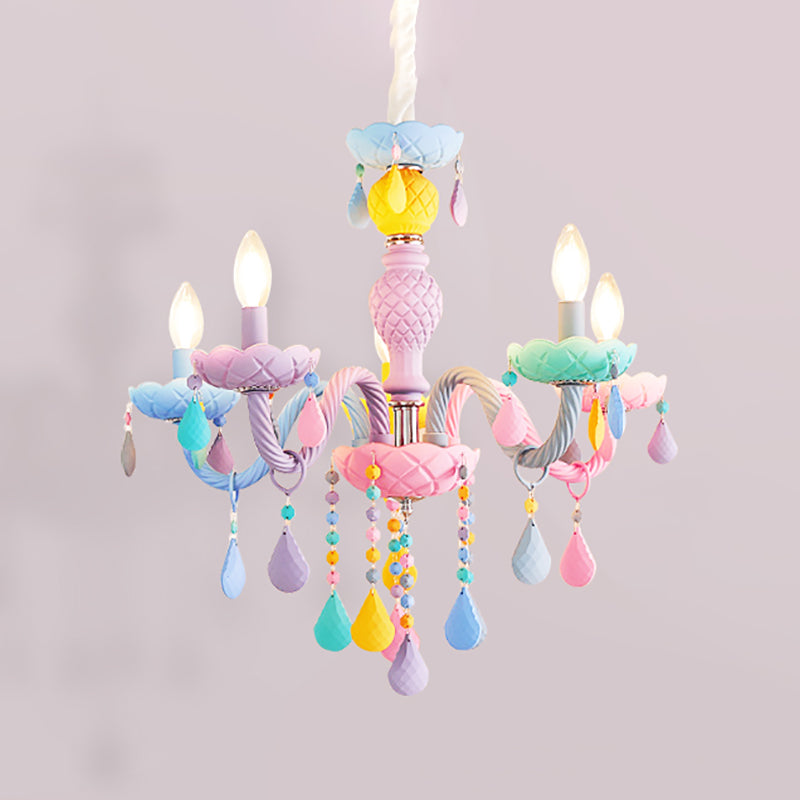 Veelkleurige kaarsenvormige kroonluchter lichte meid slaapkamer macaron verlichting hanger