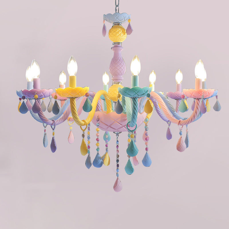 Veelkleurige kaarsenvormige kroonluchter lichte meid slaapkamer macaron verlichting hanger