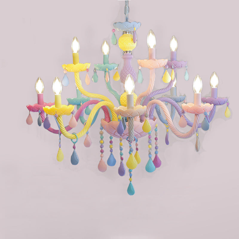 Veelkleurige kaarsenvormige kroonluchter lichte meid slaapkamer macaron verlichting hanger