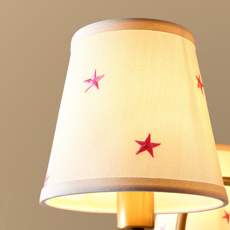 Multi-Head Chandelier Lighting Fixtures American Style Barrel Suspension Light with Fabric Shade