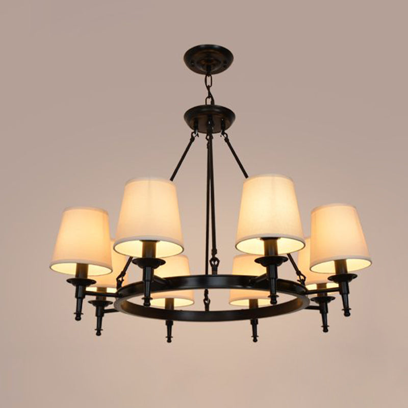Lámparas colgantes de múltiples cabezas de lámpara de estilo americano luz colgante con sombra de tela blanca