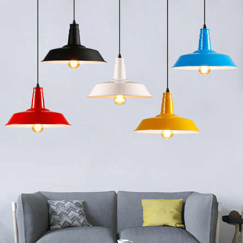 1 Light Barn Ceiling Pendant Macaroon Style Metal Hanging Light for Restaurant