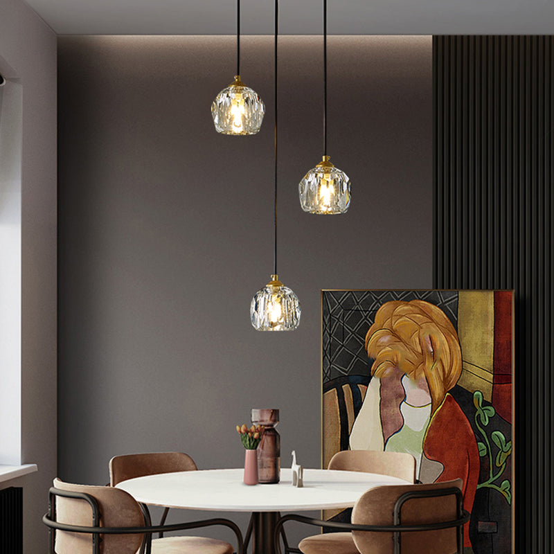 Crystal Sphere Down Lighting Pendant Modern Style Suspension Pendant Light in Gold