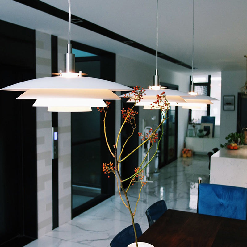 Estilo contemporáneo Geométrico Luz de comedor de comedor accesorio de iluminación de dormitorio en blanco